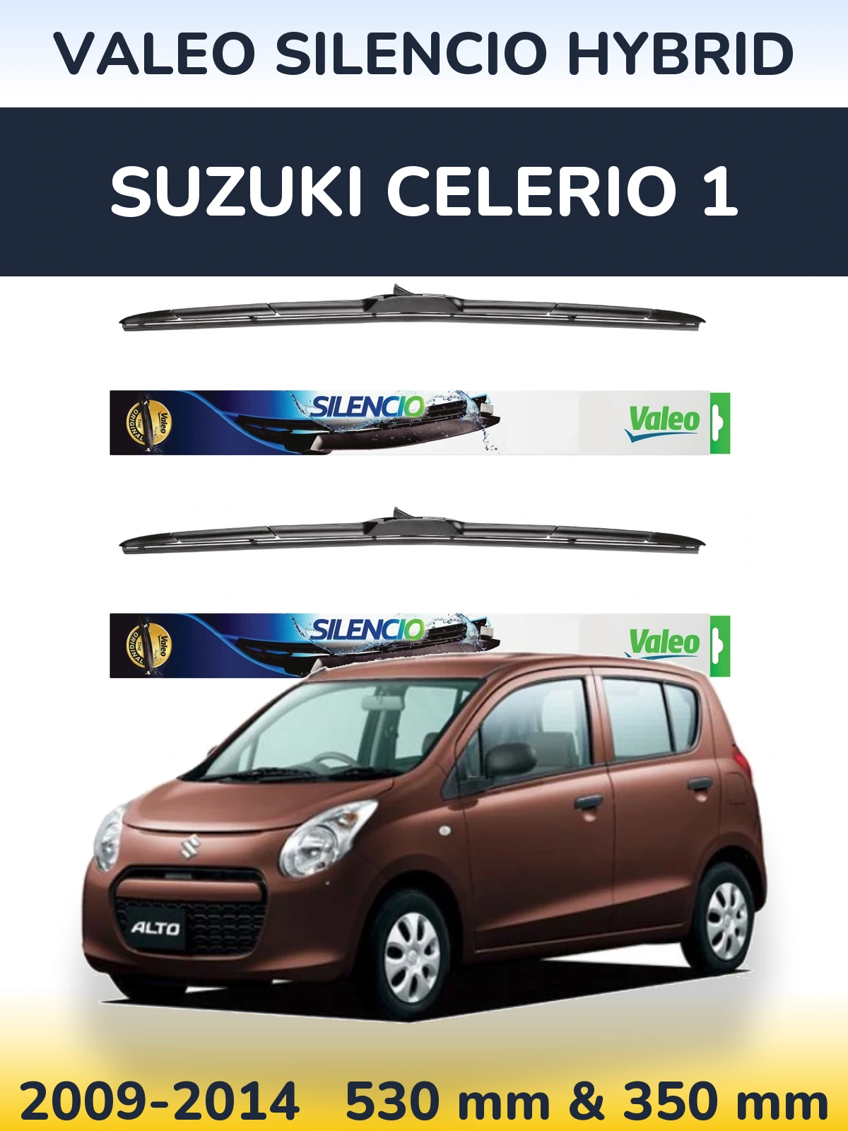 Комплект передніх щіток Valeo Silencio Hybrid 530 & 350 мм для Suzuki Celerio 1 2009-2014