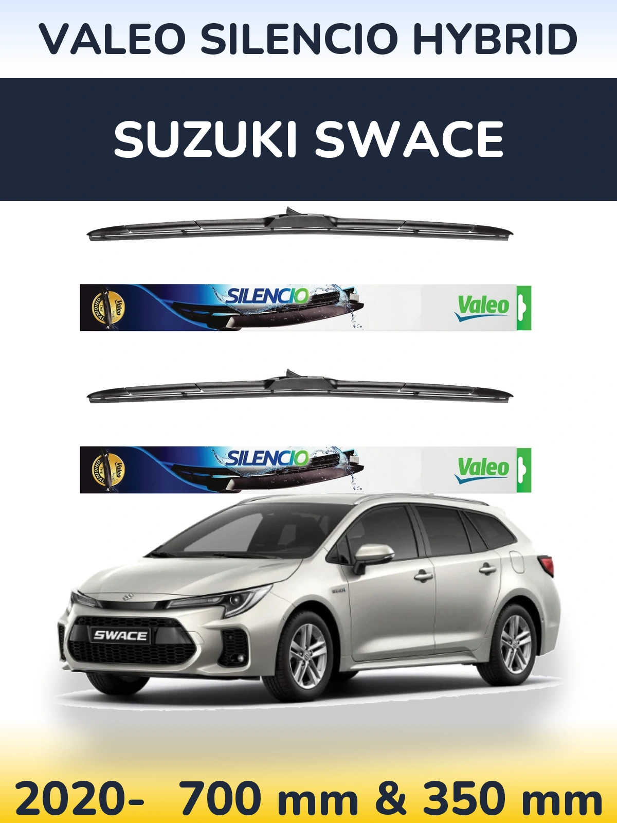 Front wiper blade set Valeo Silencio Hybrid 700 & 350 мм for Suzuki Swace 2020-2026
