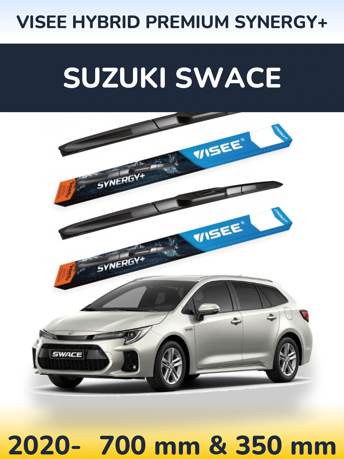 Front wiper blade set VISEE HYBRID PREMIUM SYNERGY+ 700 & 350 мм for Suzuki Swace 2020-2026