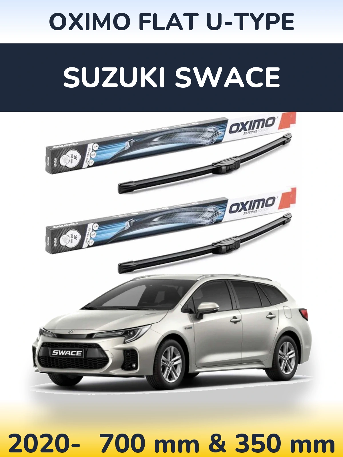 Комплект передніх щіток Oximo Flat U-type 700 & 350 мм для Suzuki Swace 2020-2026