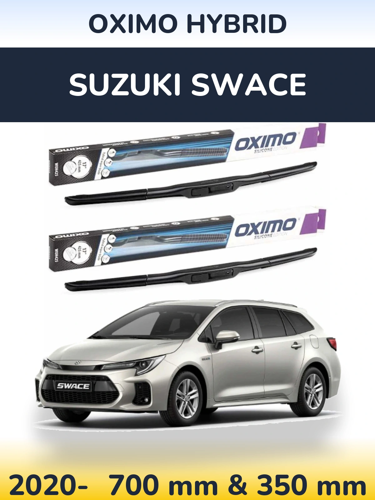 Front wiper blade set Oximo Hybrid 700 & 350 mm for Suzuki Swace 2020-2026