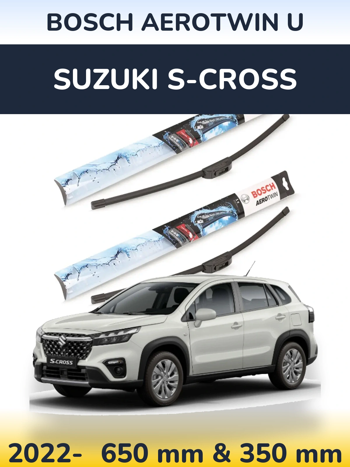 Комплект передних дворников BOSCH AeroTwin U 650 & 350 мм для Suzuki S-Cross 2022-2026