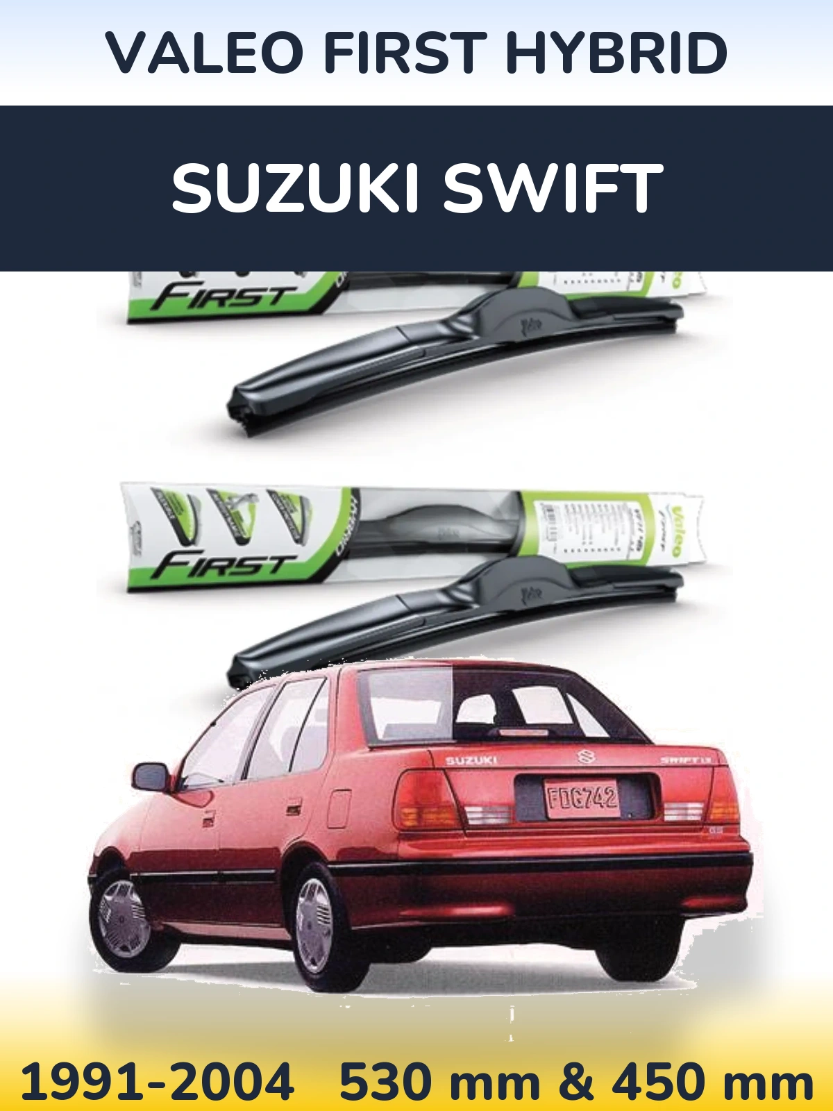 Комплект передних дворников Valeo First Hybrid 530 & 450 мм для Suzuki Swift 1991-2004