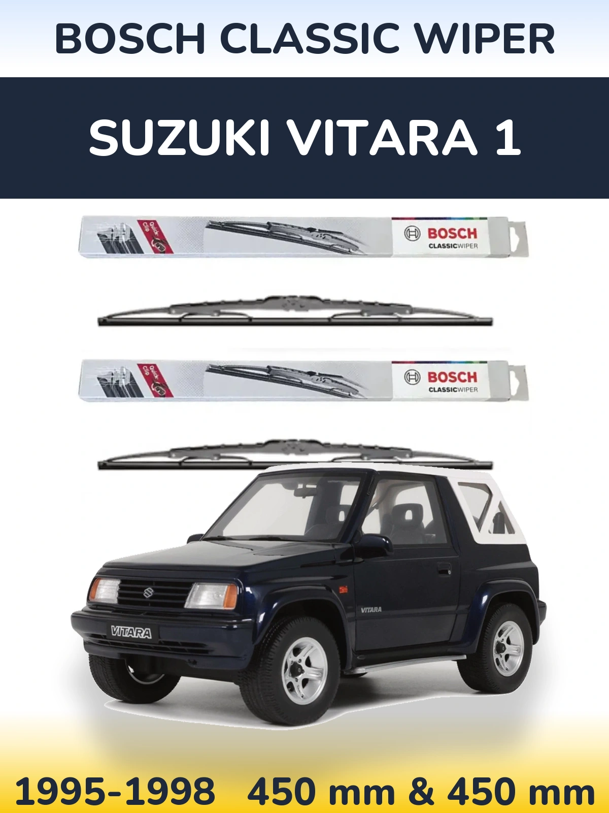 Front wiper blade set BOSCH Classic Wiper 450 & 450 мм for Suzuki Vitara 1 1995-1998