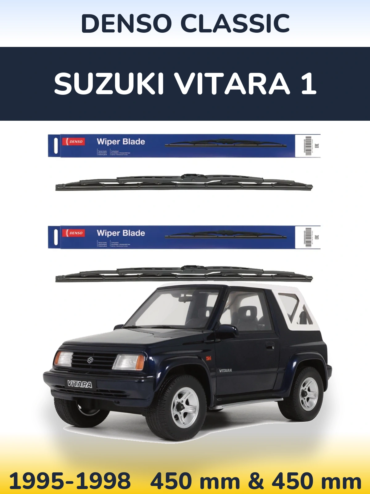 Front wiper blade set Denso Classic 450 & 450 mm for Suzuki Vitara 1 1995-1998