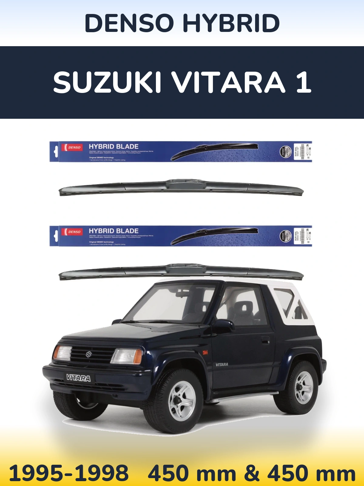 Front wiper blade set Denso Hybrid 450 & 450 мм for Suzuki Vitara 1 1995-1998