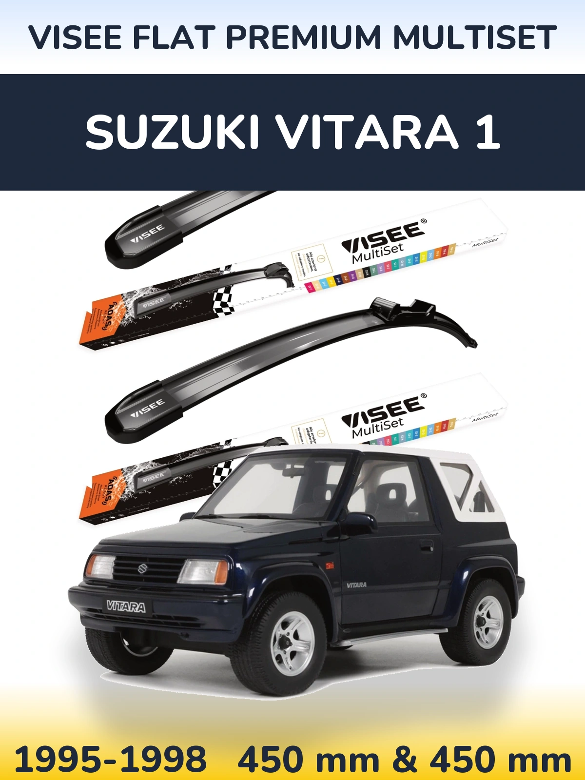 Front wiper blade set VISEE FLAT PREMIUM MultiSet 450 & 450 мм for Suzuki Vitara 1 1995-1998