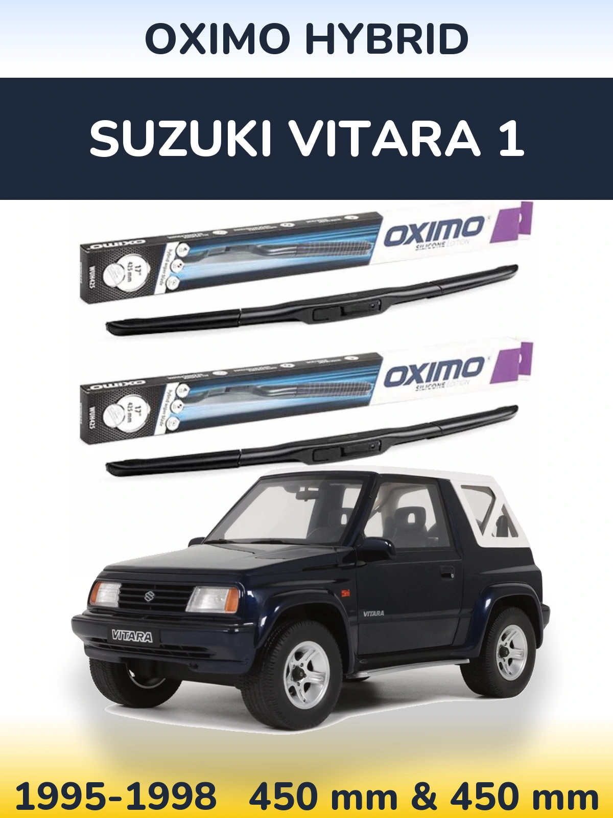 Front wiper blade set Oximo Hybrid 450 & 450 мм for Suzuki Vitara 1 1995-1998