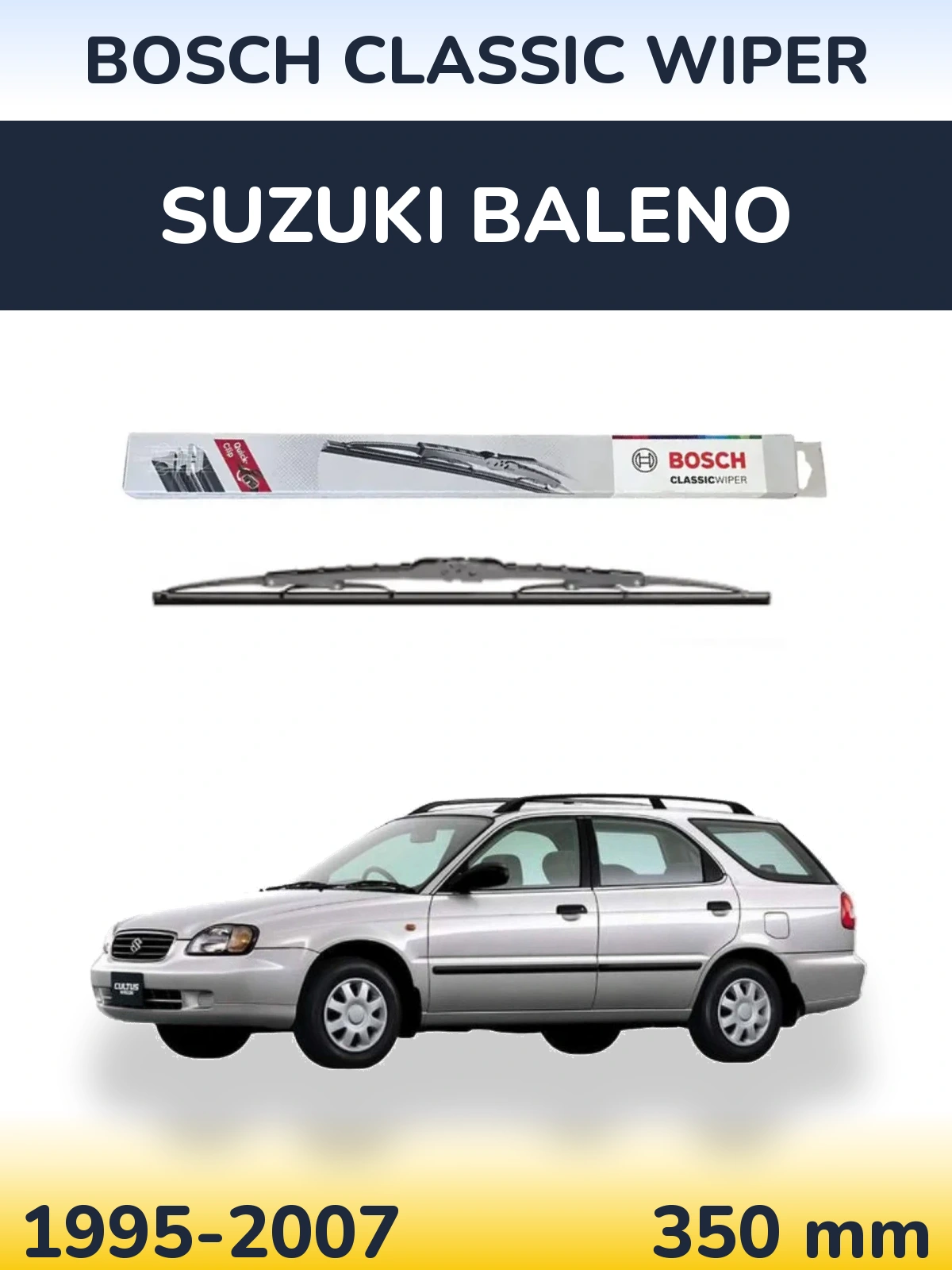 Rear wiper blade BOSCH Classic Wiper 340 mm for Suzuki Baleno 1995-2007