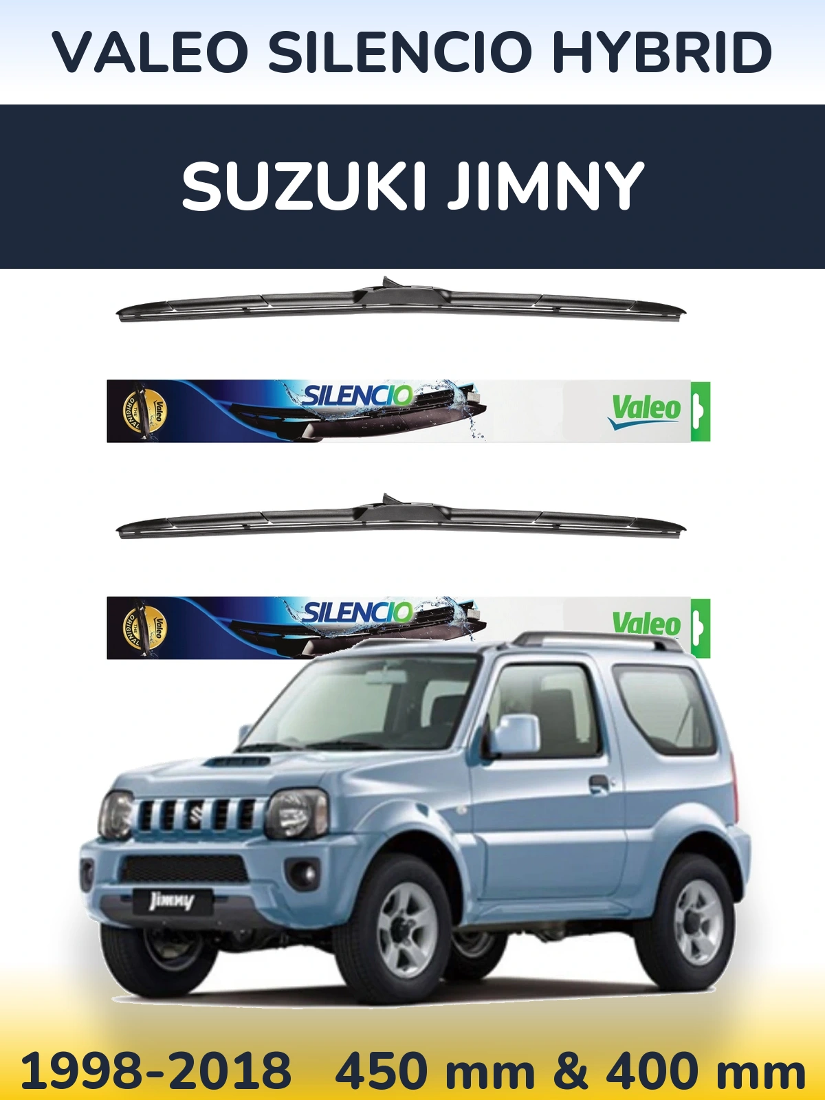 Front wiper blade set Valeo Silencio Hybrid 450 & 400 мм for Suzuki Jimny 1998-2018