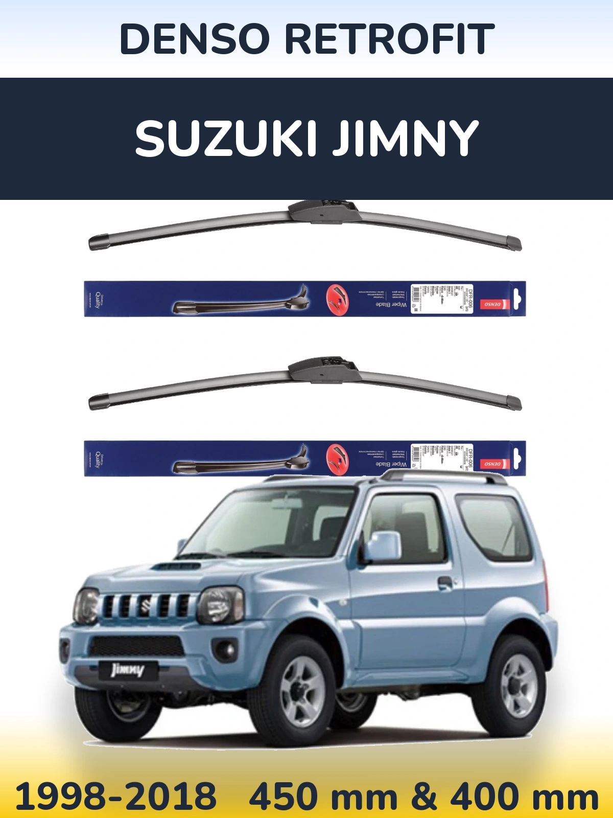 Комплект передніх щіток Denso Retrofit 450 & 400 мм для Suzuki Jimny 1998-2018