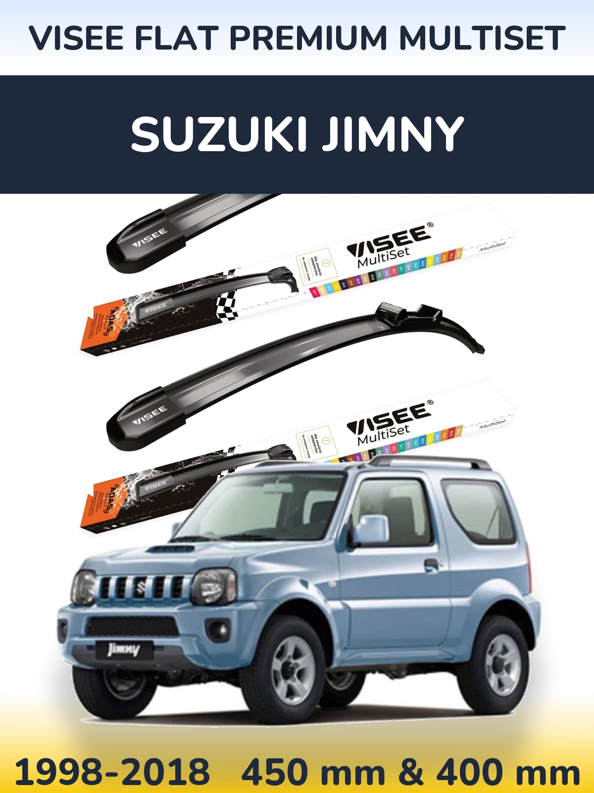 Комплект передніх щіток VISEE FLAT PREMIUM MultiSet 450 & 400 мм для Suzuki Jimny 1998-2018
