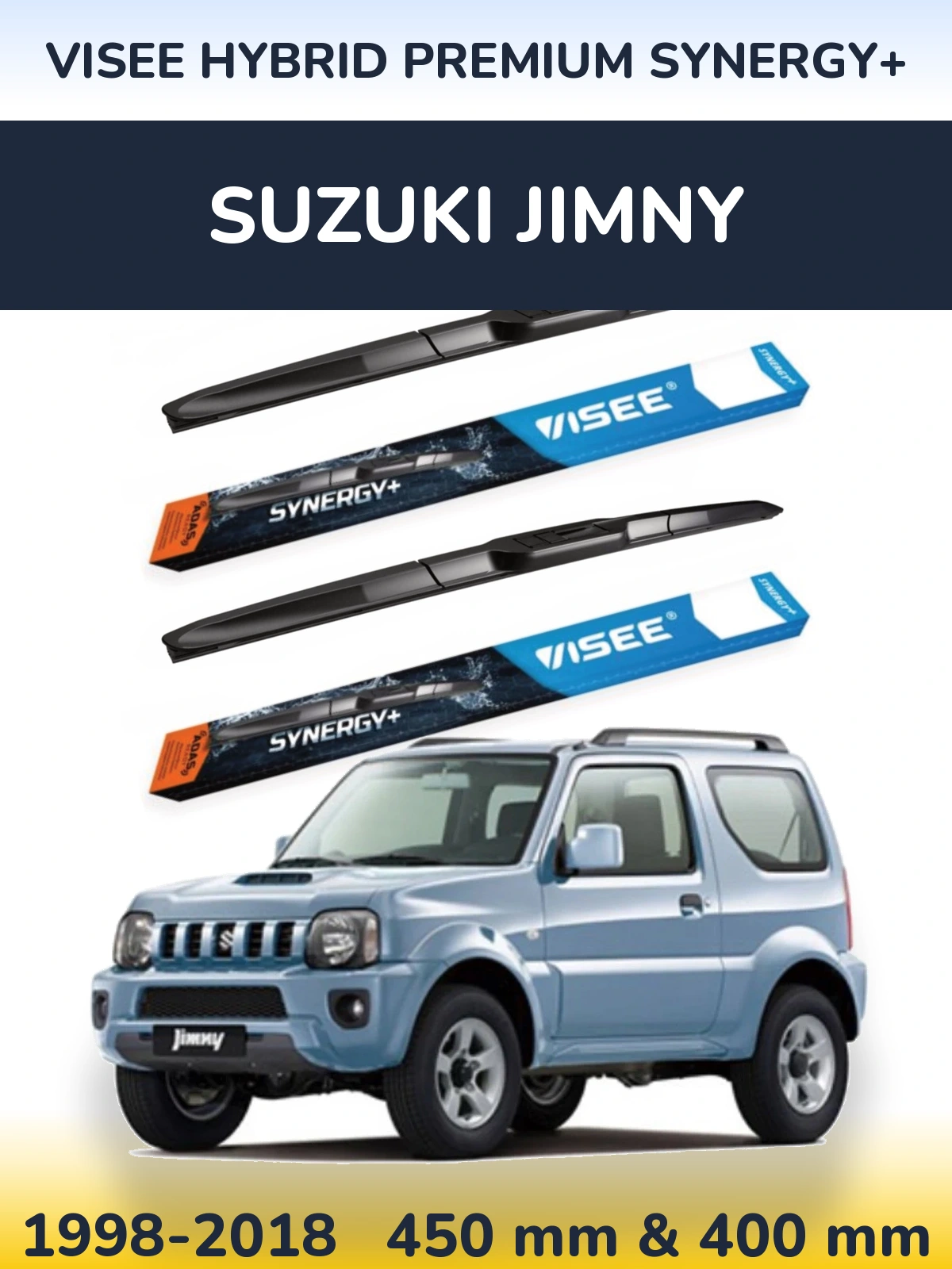Front wiper blade set VISEE HYBRID PREMIUM SYNERGY+ 450 & 400 мм for Suzuki Jimny 1998-2018