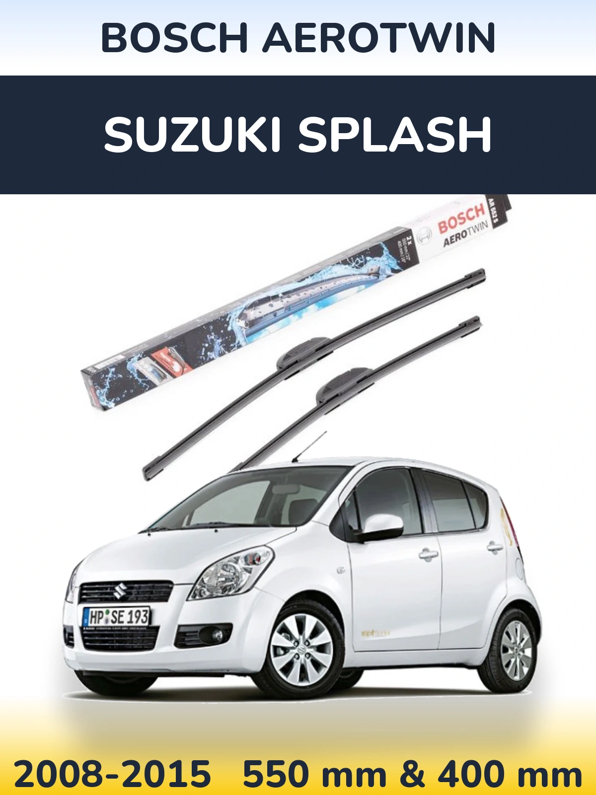 Front wiper blade set BOSCH AeroTwin 550 & 400 mm for Suzuki Splash 2008-2015