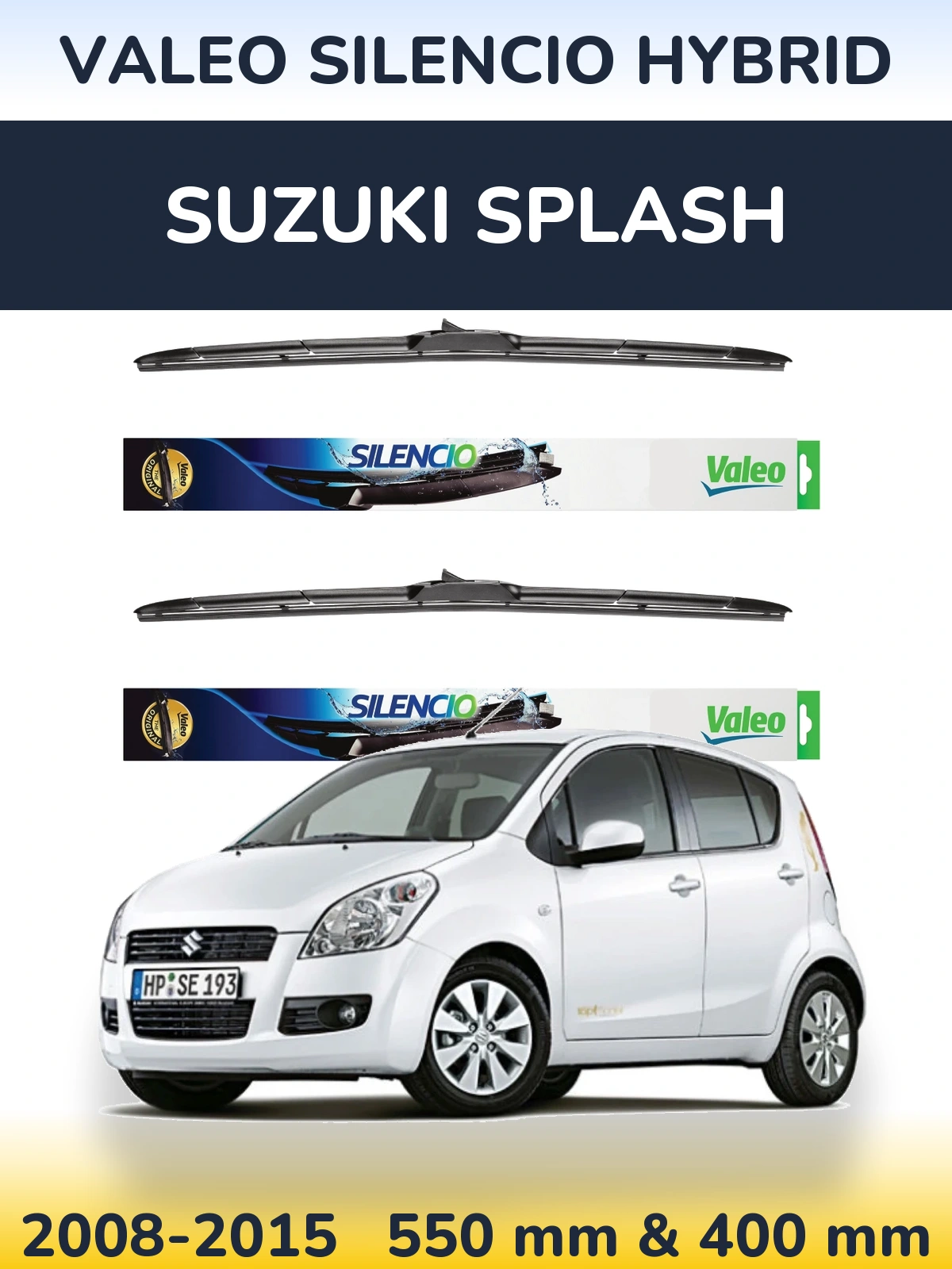 Front wiper blade set Valeo Silencio Hybrid 550 & 400 мм for Suzuki Splash 2008-2015