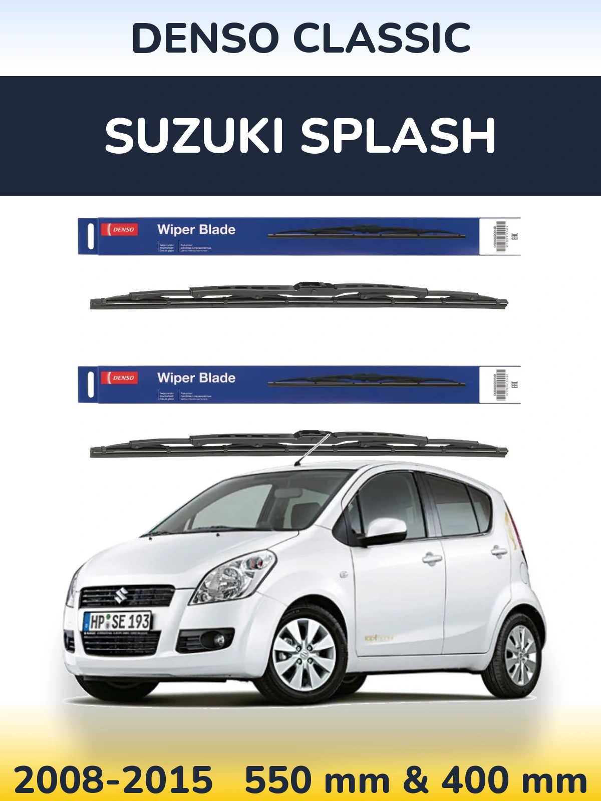Front wiper blade set Denso Classic 550 & 400 мм for Suzuki Splash 2008-2015