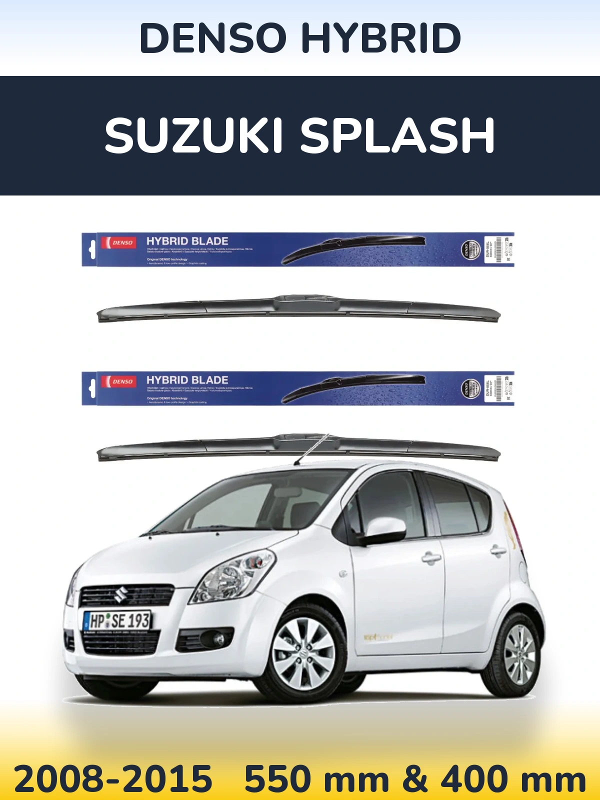 Front wiper blade set Denso Hybrid 550 & 400 мм for Suzuki Splash 2008-2015