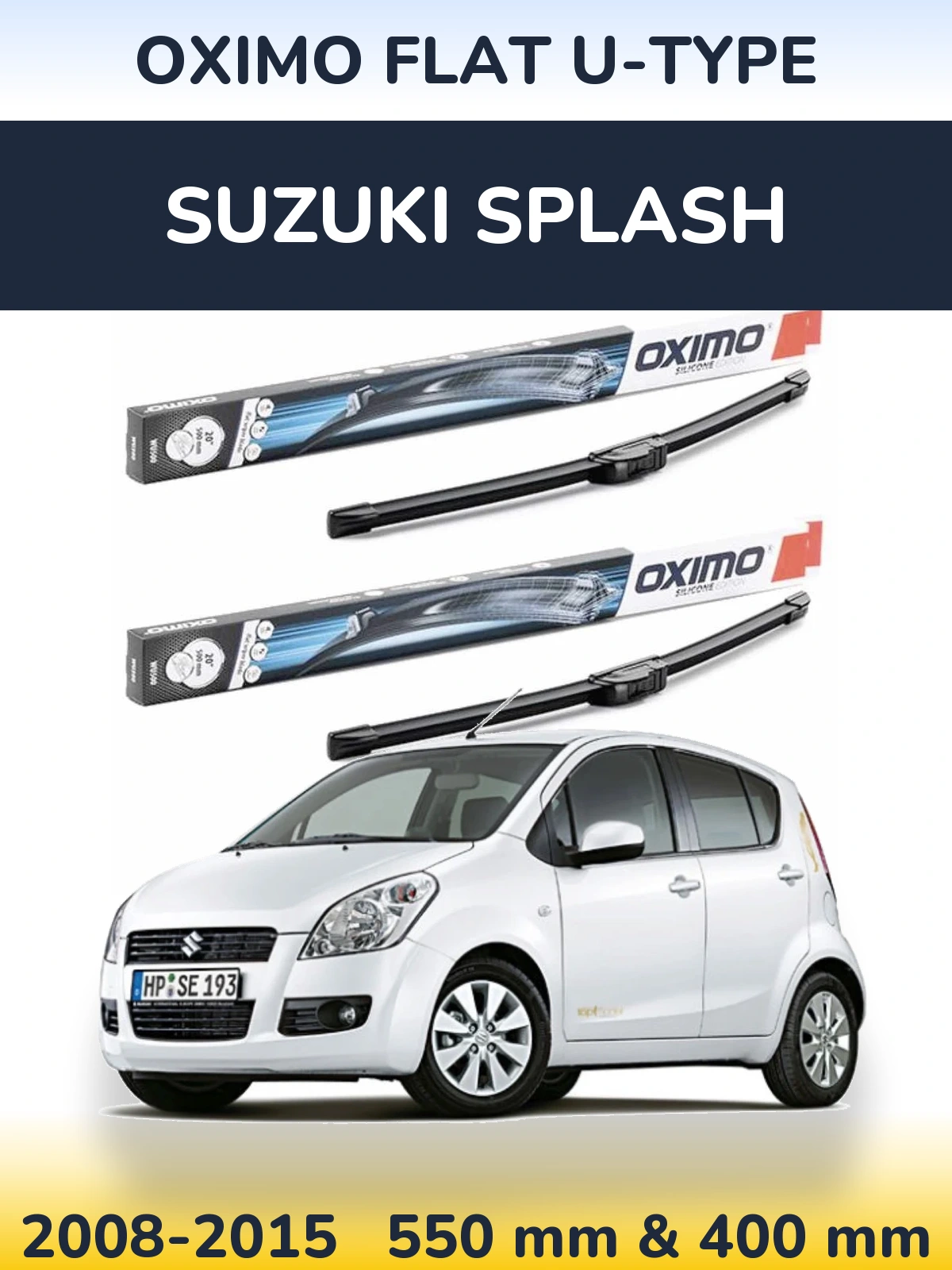 Komplet przednich wycieraczek Oximo Flat U-type 550 & 400 mm do Suzuki Splash 2008-2015