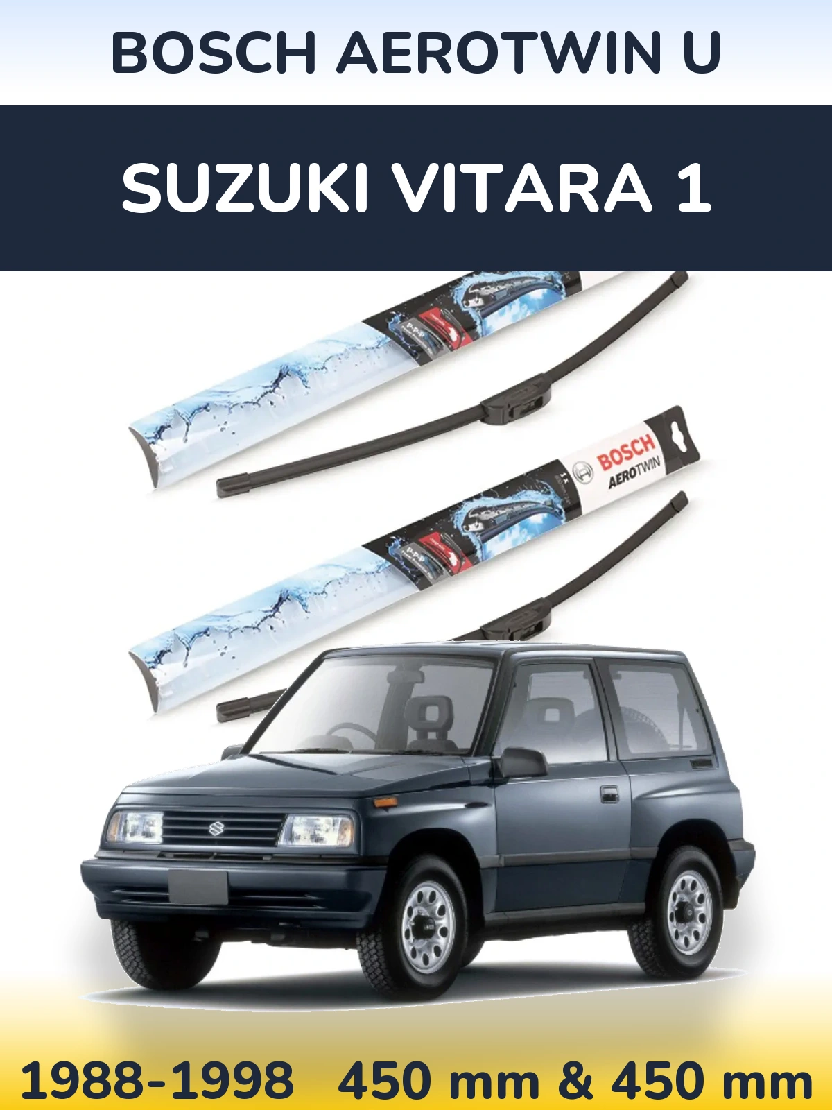 Front wiper blade set BOSCH AeroTwin U 450 & 450 мм for Suzuki Vitara 1 1988-1998