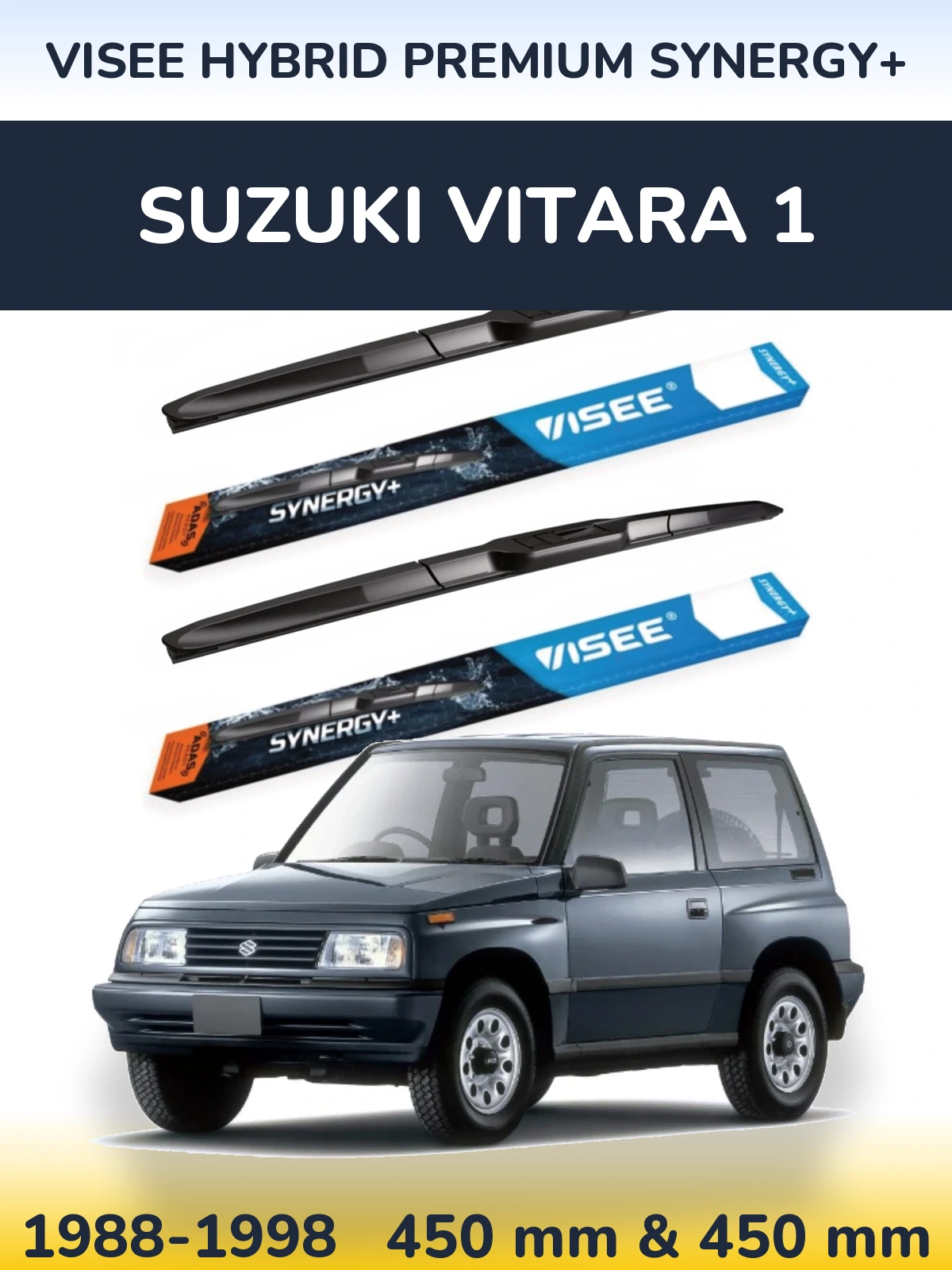 Front wiper blade set VISEE HYBRID PREMIUM SYNERGY+ 450 & 450 мм for Suzuki Vitara 1 1988-1998