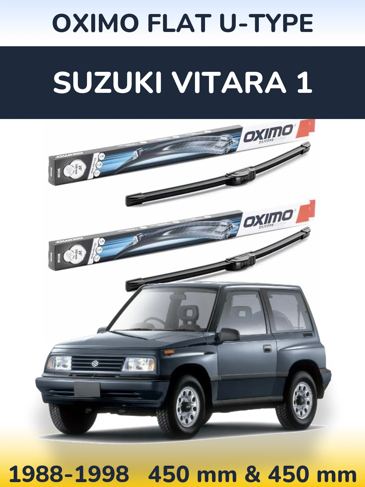 Front wiper blade set Oximo Flat U-type 450 & 450 мм for Suzuki Vitara 1 1988-1998