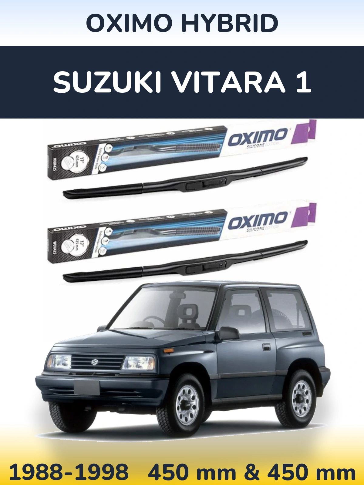 Front wiper blade set Oximo Hybrid 450 & 450 мм for Suzuki Vitara 1 1988-1998
