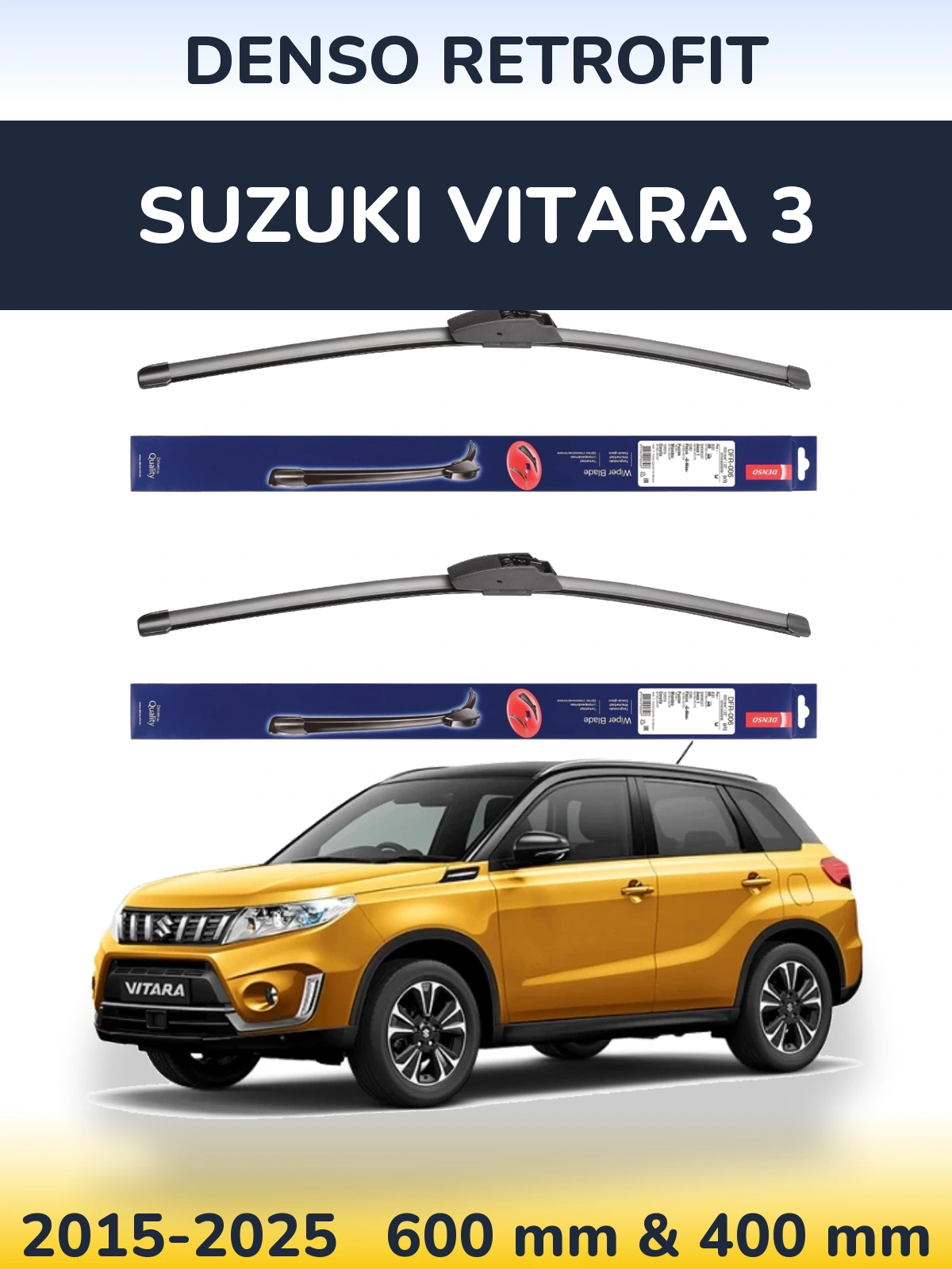 Комплект передних дворников Denso Retrofit 600 & 400 мм для Suzuki Vitara 3 2015-2025