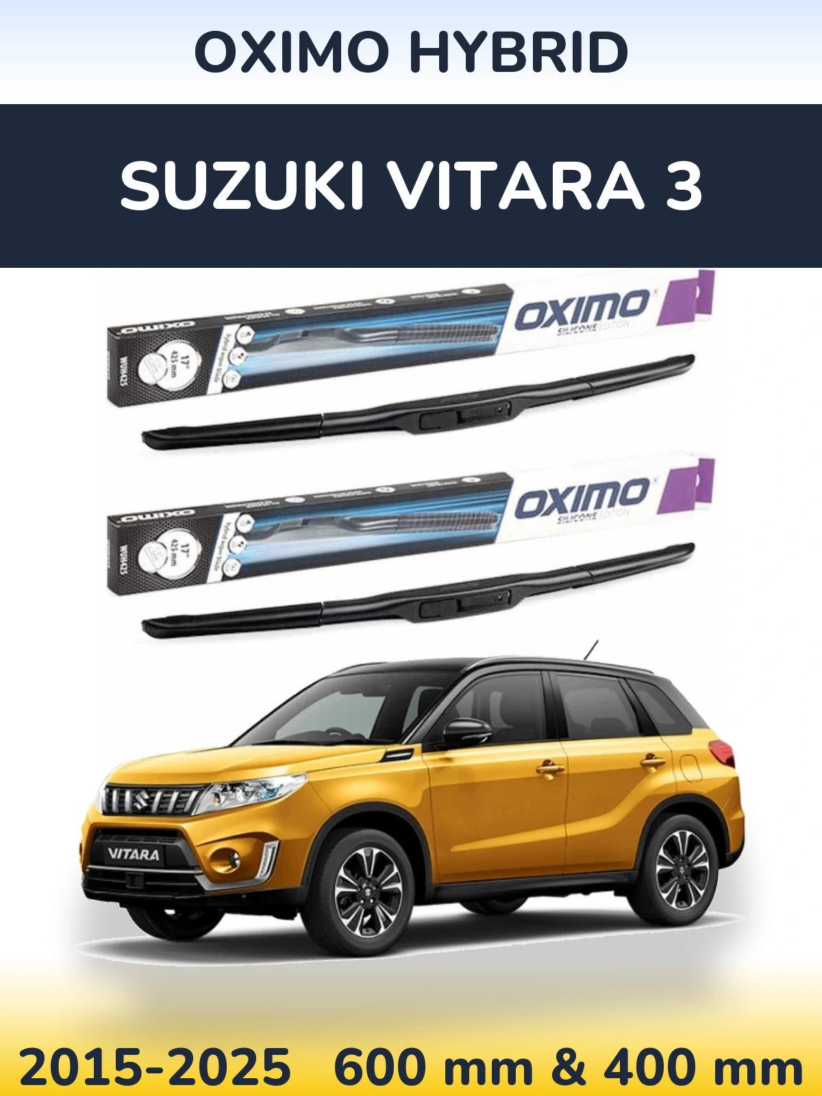 Front wiper blade set Oximo Hybrid 600 & 400 мм for Suzuki Vitara 3 2015-2025