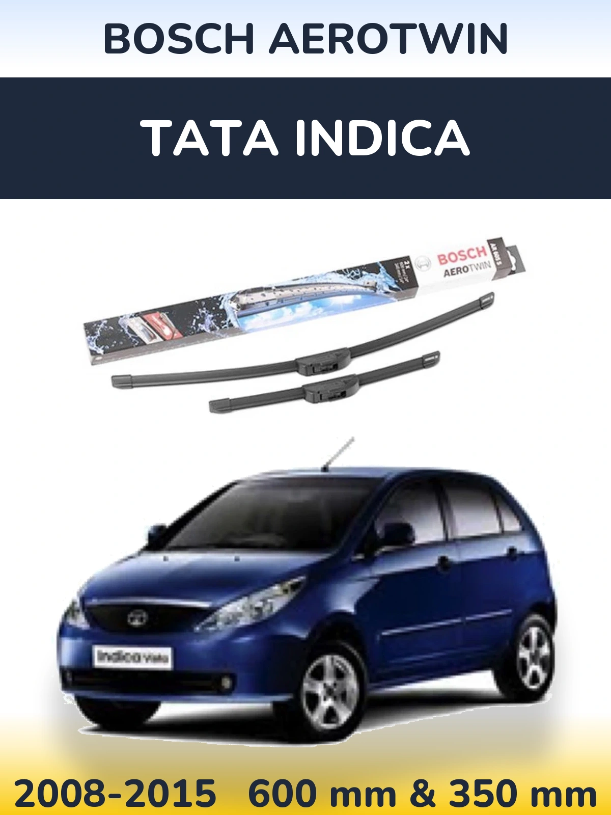 Front wiper blade set BOSCH AeroTwin 600 & 350 мм for Tata Indica 2008-2015