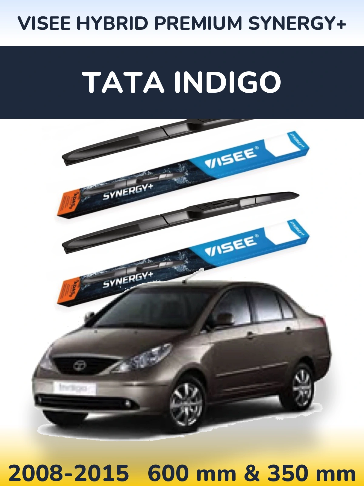 Front wiper blade set VISEE HYBRID PREMIUM SYNERGY+ 600 & 350 мм for Tata Indigo 2008-2015