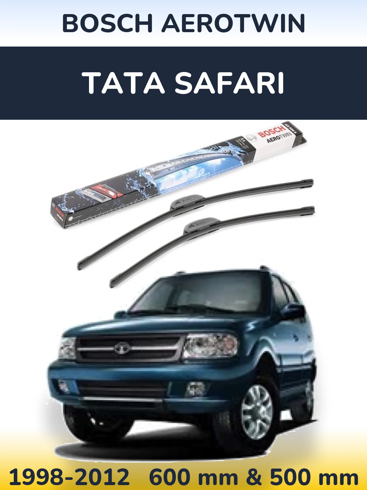 Komplet przednich wycieraczek BOSCH AeroTwin 600 & 500 mm do Tata Safari 1998-2012