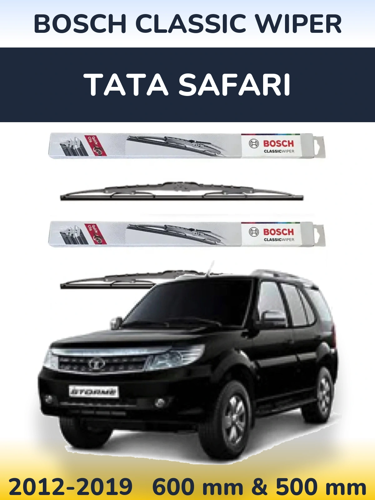 Комплект передніх щіток BOSCH Classic Wiper 600 & 500 мм для Tata Safari 2012-2019