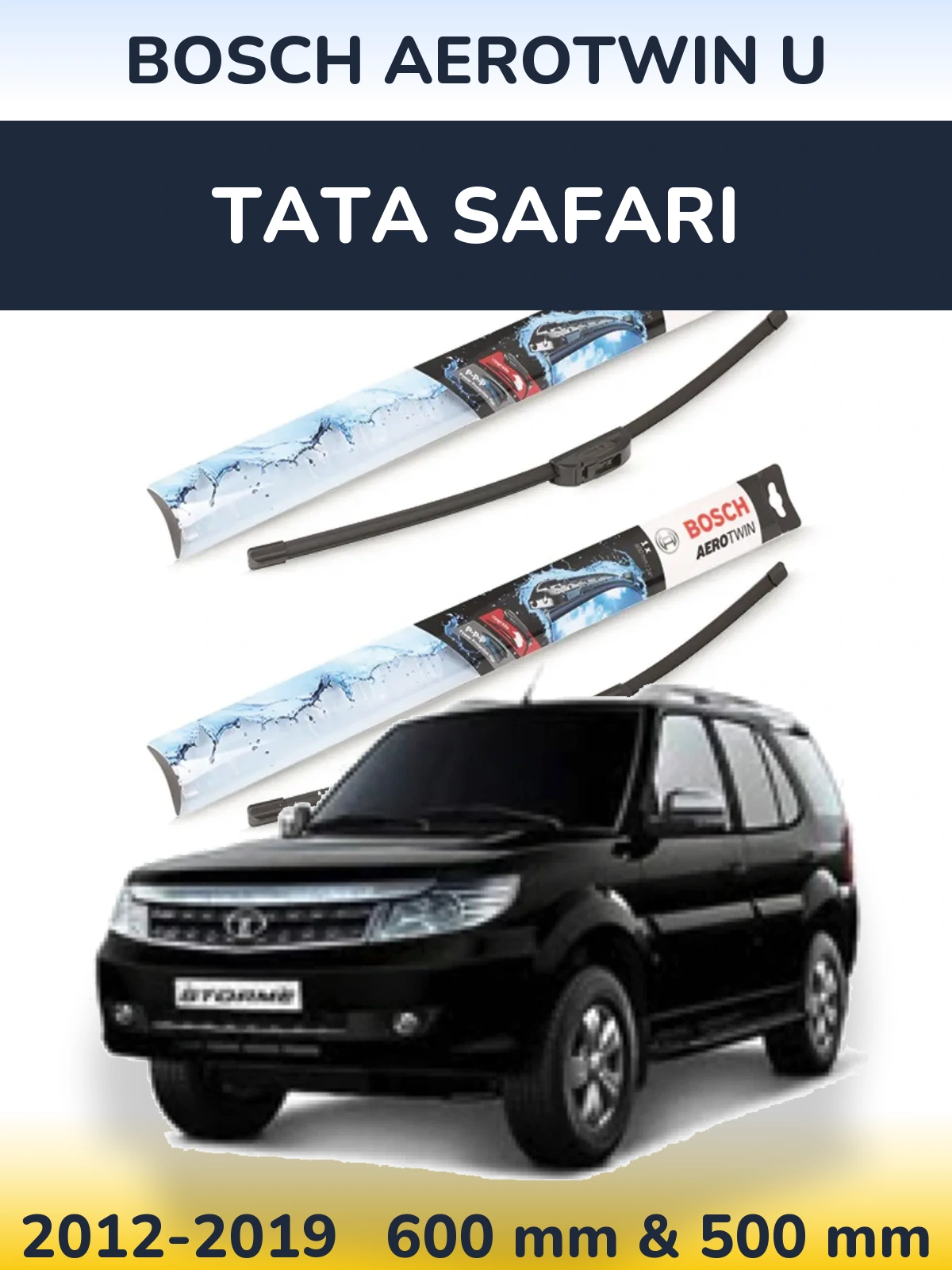 Комплект передніх щіток BOSCH AeroTwin U 600 & 500 мм для Tata Safari 2012-2019