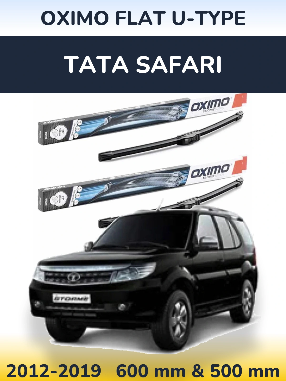 Комплект передніх щіток Oximo Flat U-type 600 & 500 мм для Tata Safari 2012-2019