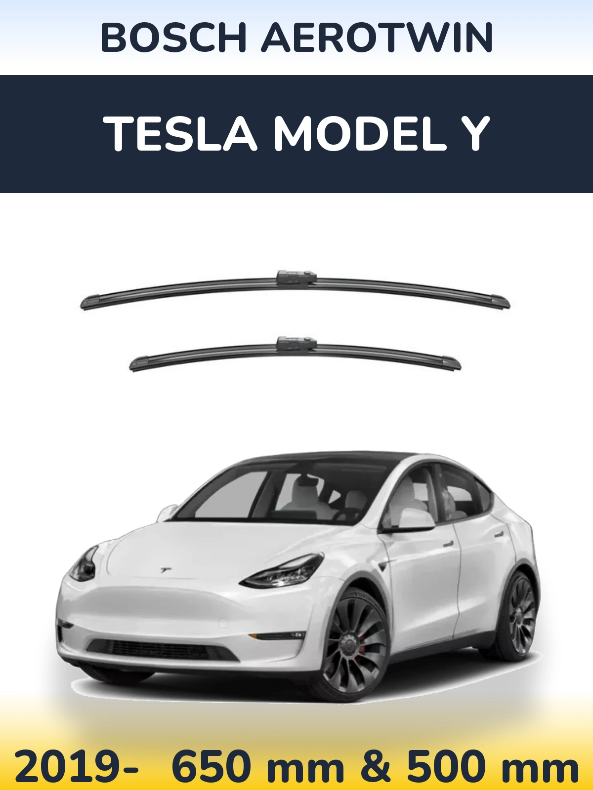 Front wiper blade set BOSCH AeroTwin 650 & 500 mm for Tesla Model Y 2019-2026
