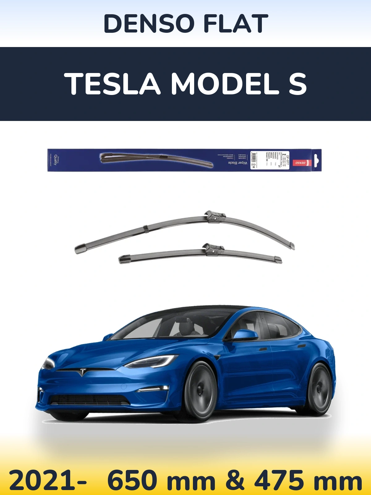 Komplet przednich wycieraczek Denso Flat 650 & 475 mm do Tesla Model S 2021-2026