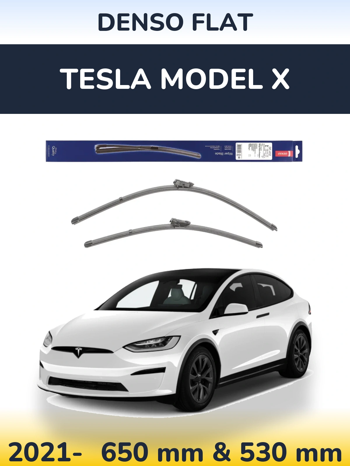 Komplet przednich wycieraczek Denso Flat 650 & 530 mm do Tesla Model X 2021-2026