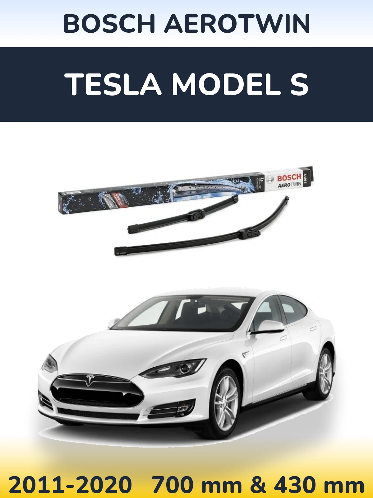 Комплект передних дворников BOSCH AeroTwin 700 & 430 мм для Tesla Модель S 2011-2020