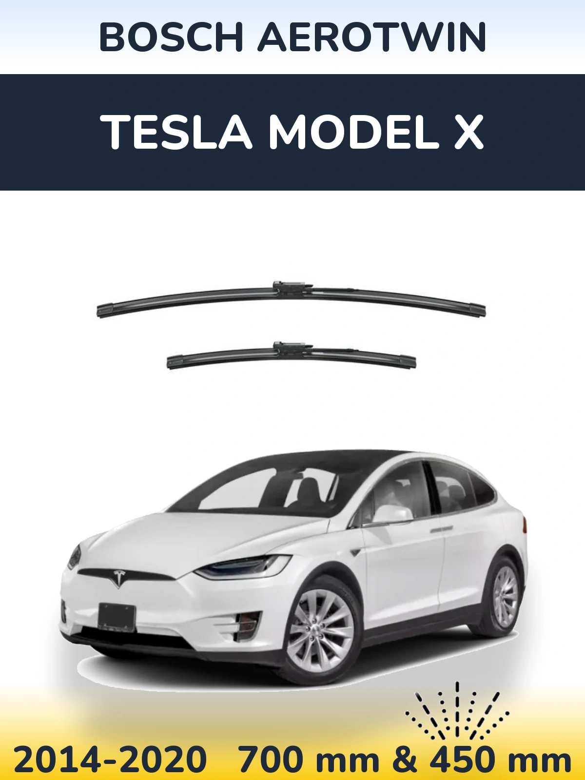 Комплект передніх щіток BOSCH AeroTwin 700 & 450 мм для Tesla Модель X 2014-2020