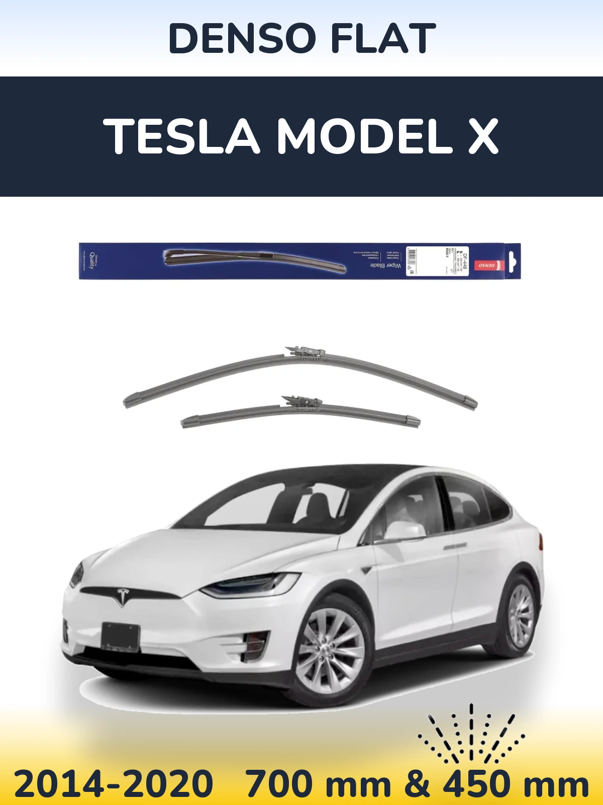 Komplet przednich wycieraczek Denso Flat 700 & 450 mm do Tesla Model X 2014-2020