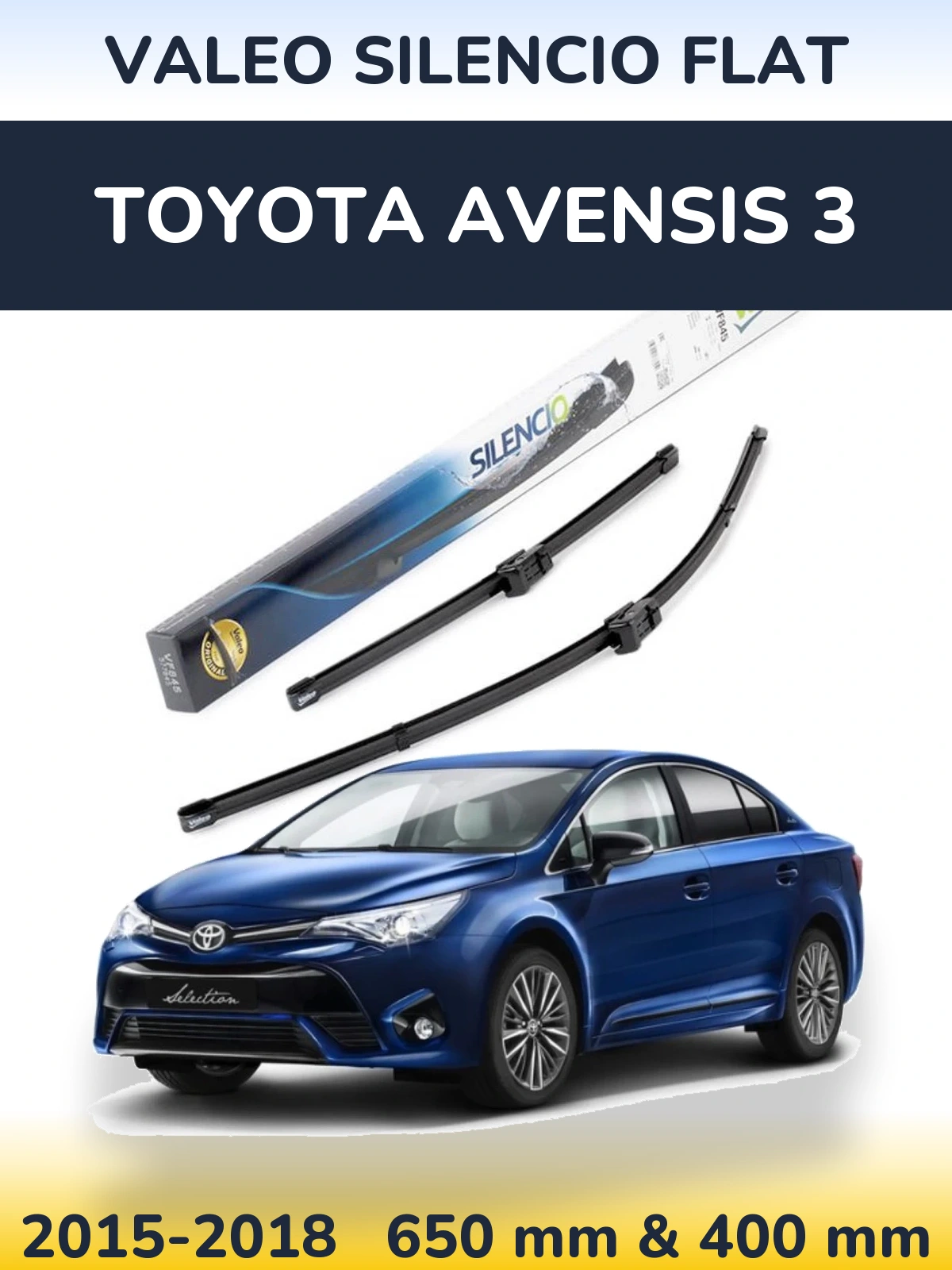 Комплект передних дворников Valeo Silencio Flat 650 & 400 мм для Toyota Avensis 3 2015-2018