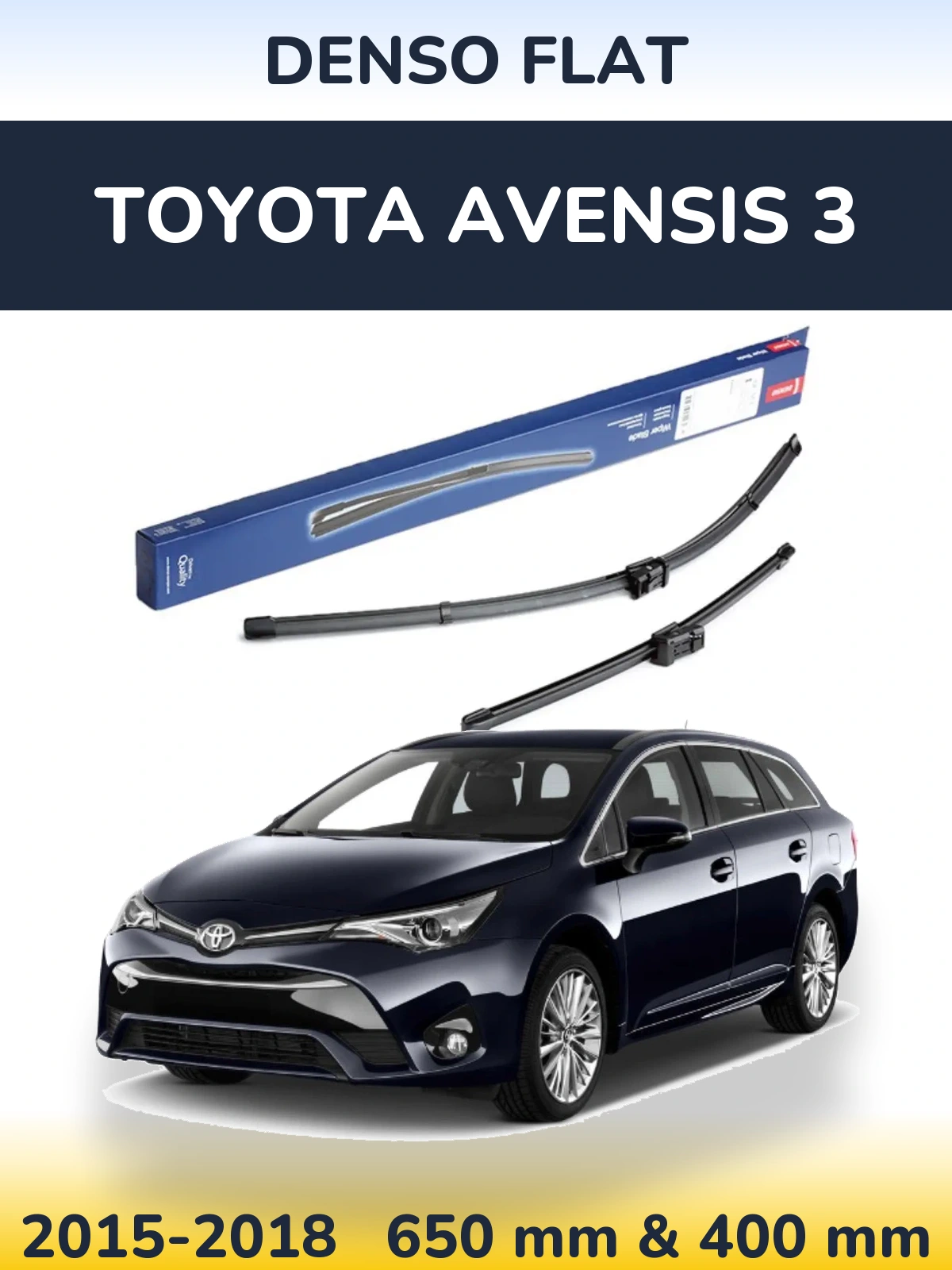 Front wiper blade set Denso Flat 650 & 400 мм for Toyota Avensis 3 2015-2018
