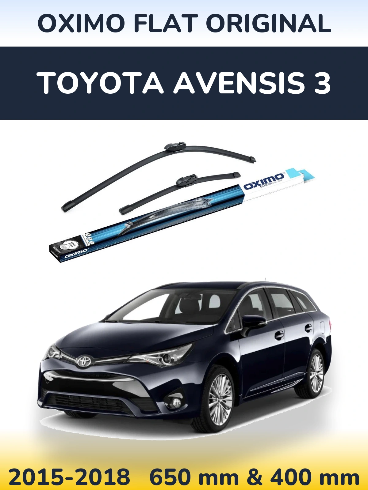 Front wiper blade set Oximo Flat Original 650 & 400 мм for Toyota Avensis 3 2015-2018