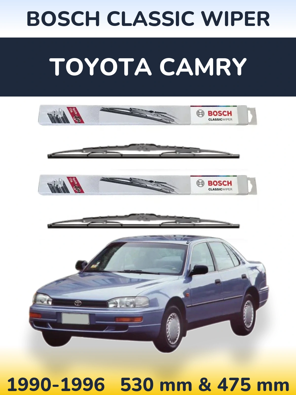 Комплект передних дворников BOSCH Classic Wiper 530 & 475 мм для Toyota Camry 1990-1996