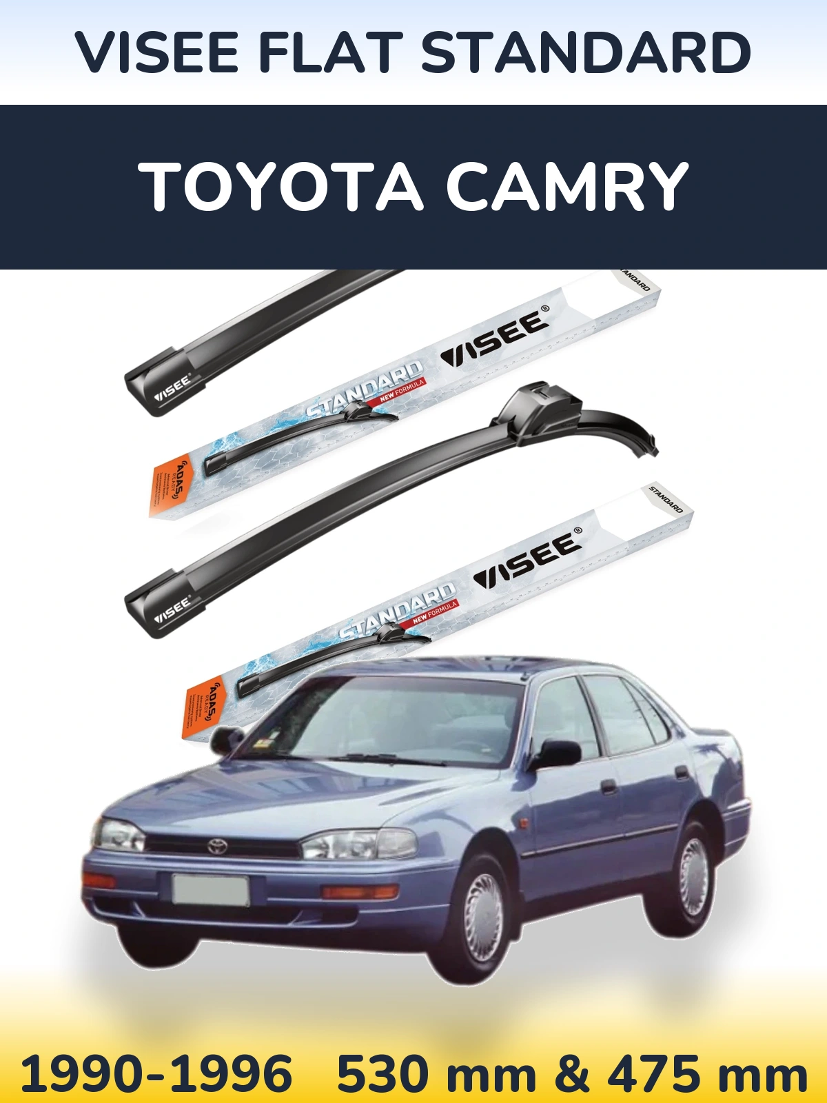 Komplet przednich wycieraczek VISEE FLAT STANDARD 530 & 475 mm do Toyota Camry 1990-1996