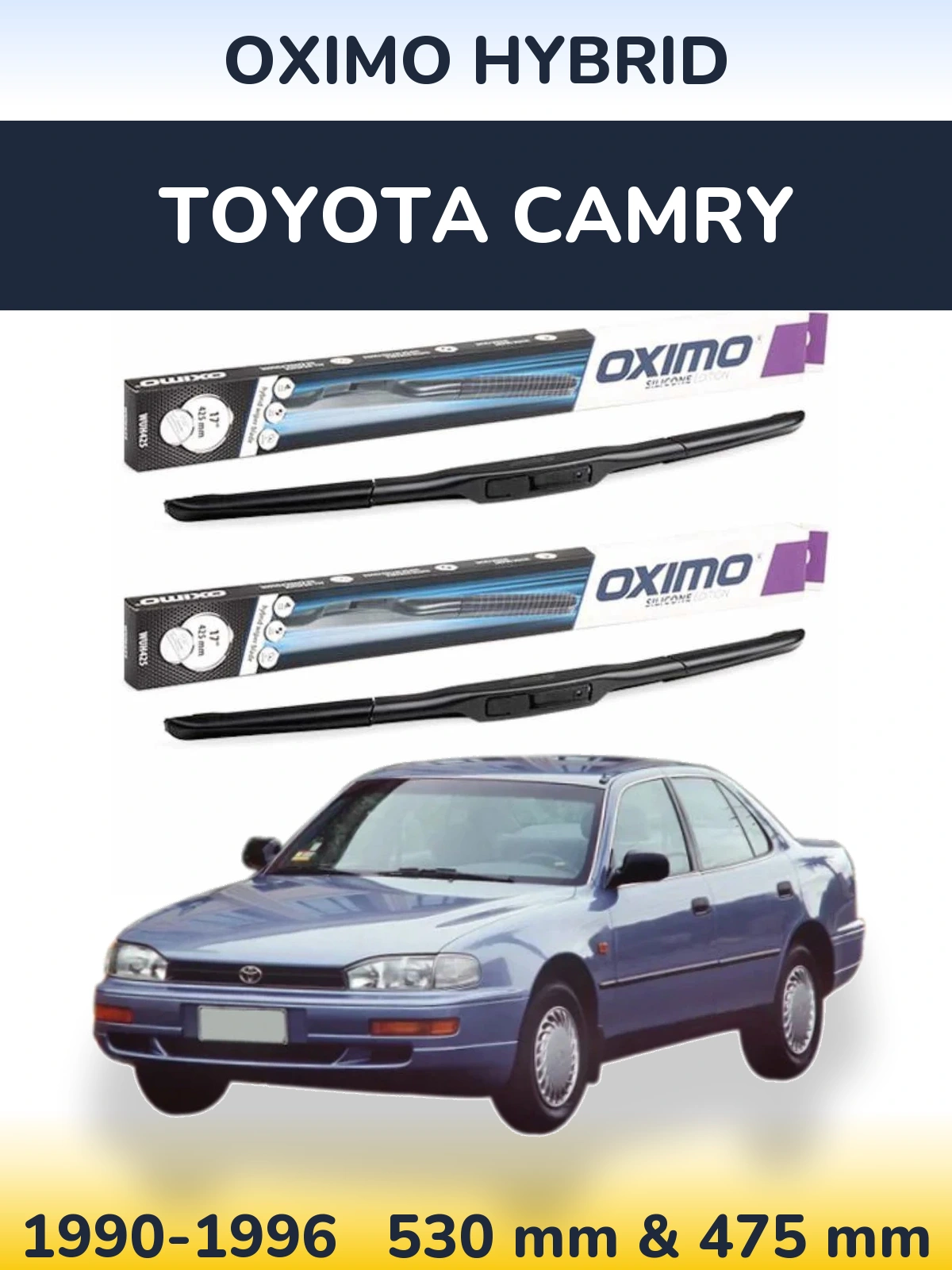 Комплект передних дворников Oximo Hybrid 530 & 475 мм для Toyota Camry 1990-1996