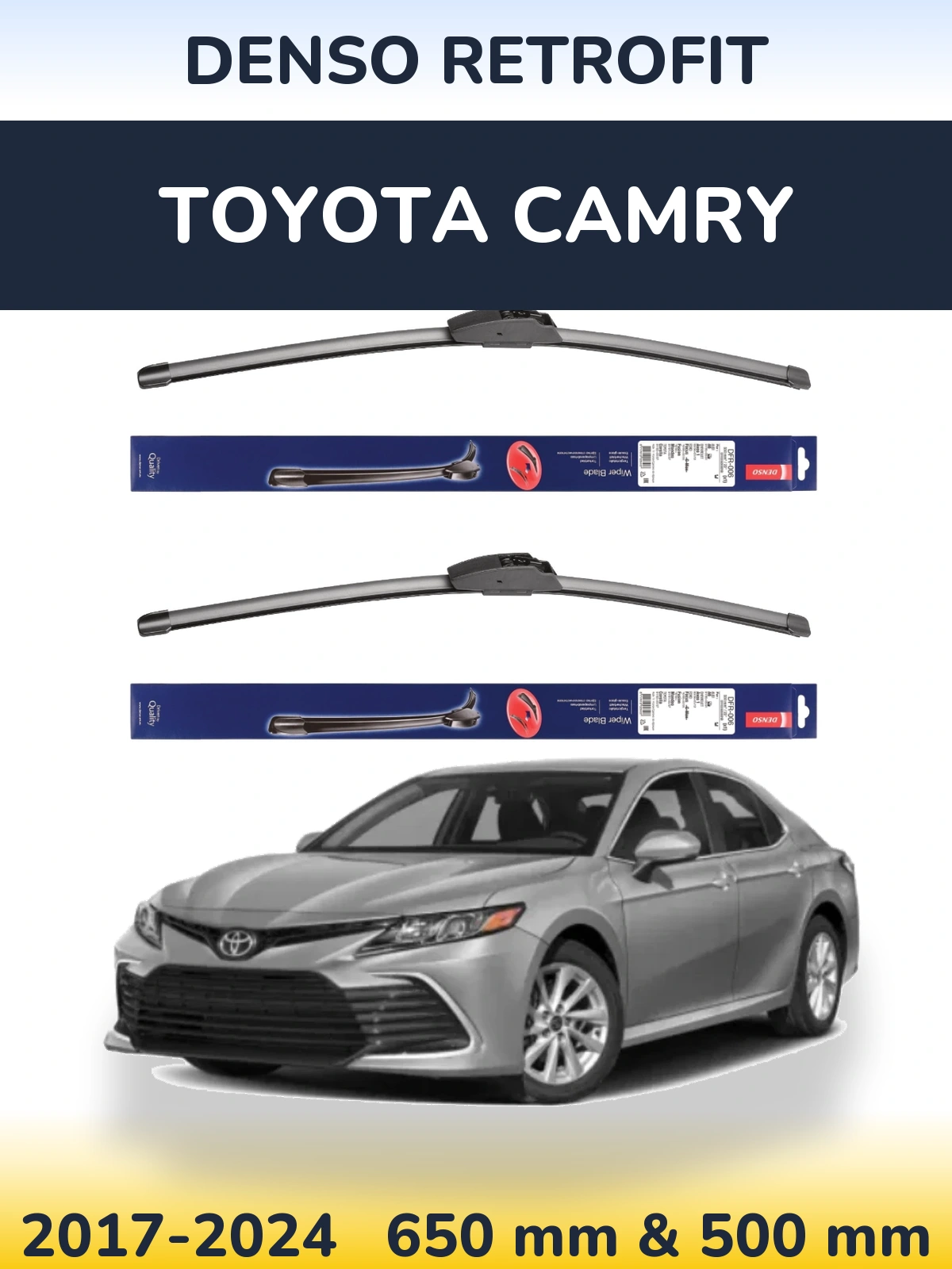 Komplet przednich wycieraczek Denso Retrofit 650 & 500 mm do Toyota Camry 2017-2024