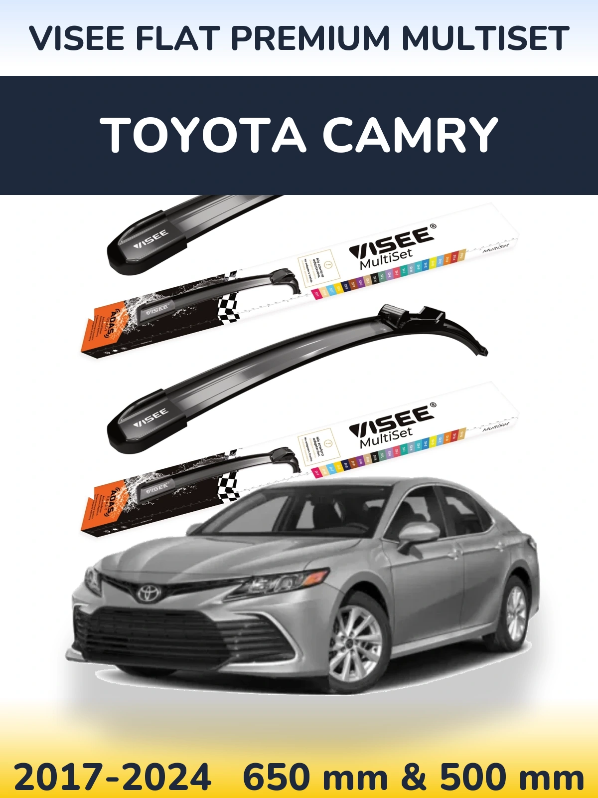 Komplet przednich wycieraczek VISEE FLAT PREMIUM MultiSet 650 & 500 mm do Toyota Camry 2017-2024