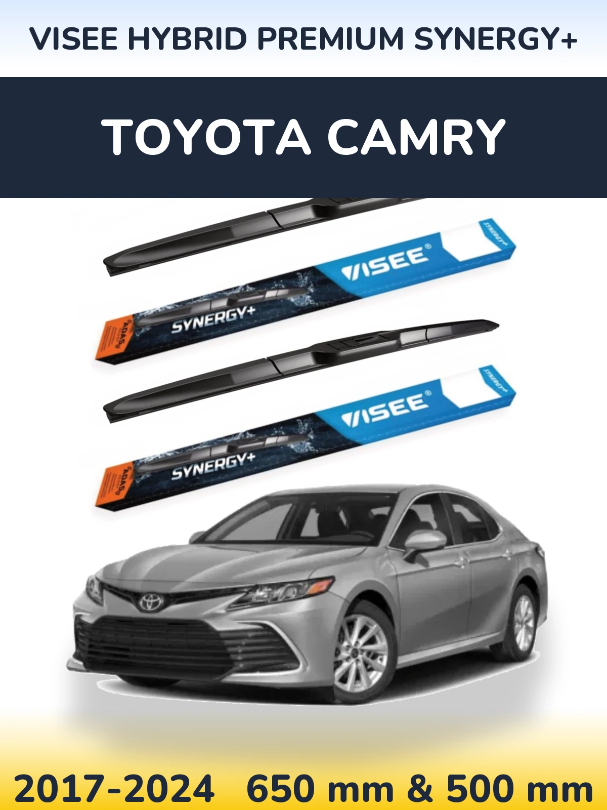 Front wiper blade set VISEE HYBRID PREMIUM SYNERGY+ 650 & 500 mm for Toyota Camry 2017-2024