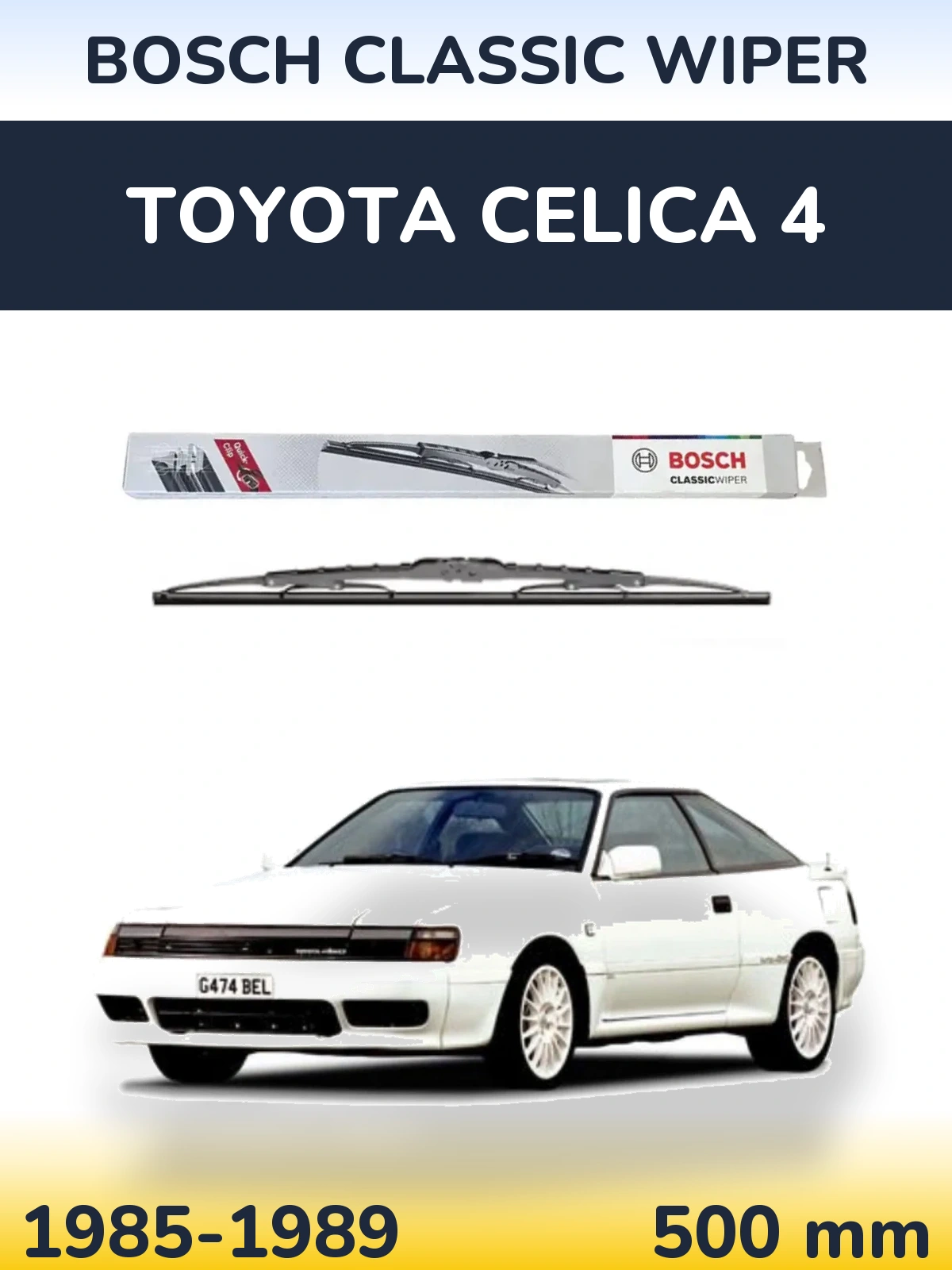 Rear wiper blade BOSCH Classic Wiper 500 mm for Toyota Celica 4 1985-1989
